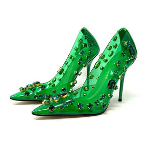 Good American Diamonds Are Forever Heels Size 6.5 Summer Green GSH008-X